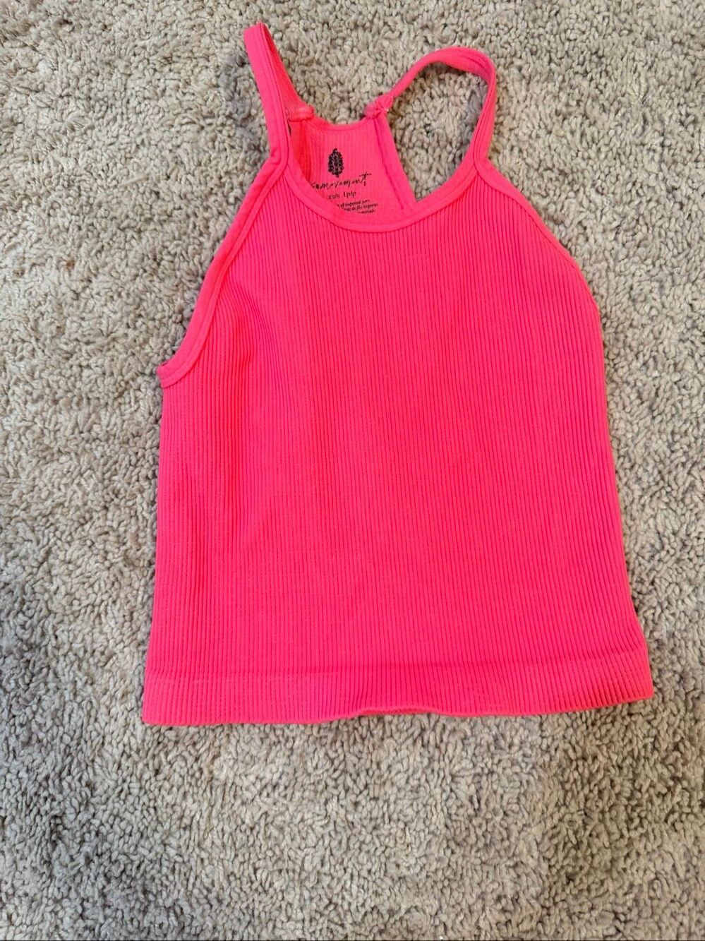 FP Movement Hot Pink Ribbed Racerback Active Crop Tank Top Size XS/S